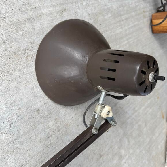 Vintage Underwriters Laboratories Portable Desk Lamp Articulating Arm Brown MCM - Picture 2 of 4